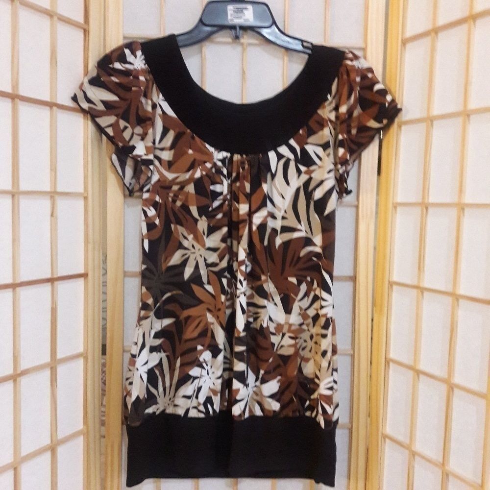 Maurices Leaf Print Blouse Top Stretch Size Small